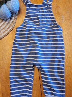 H&M Navy and White Striped Kids Overalls